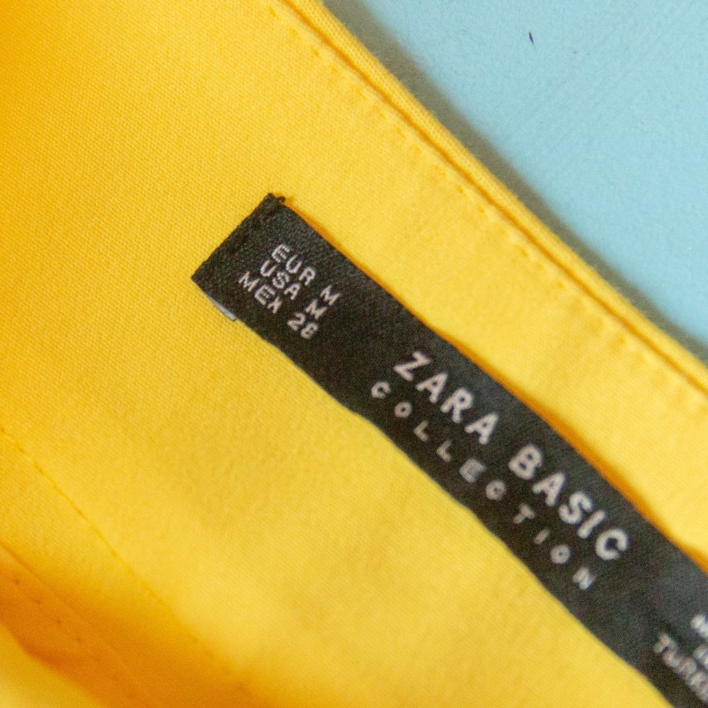 Zara Basic Solid Yellow High Waisted Straight Leg… - image 6